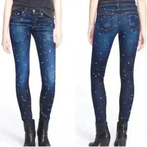 RAG & BONE Blue White Dark Rinse Andfield
Splatter Paint Skinny Jeans